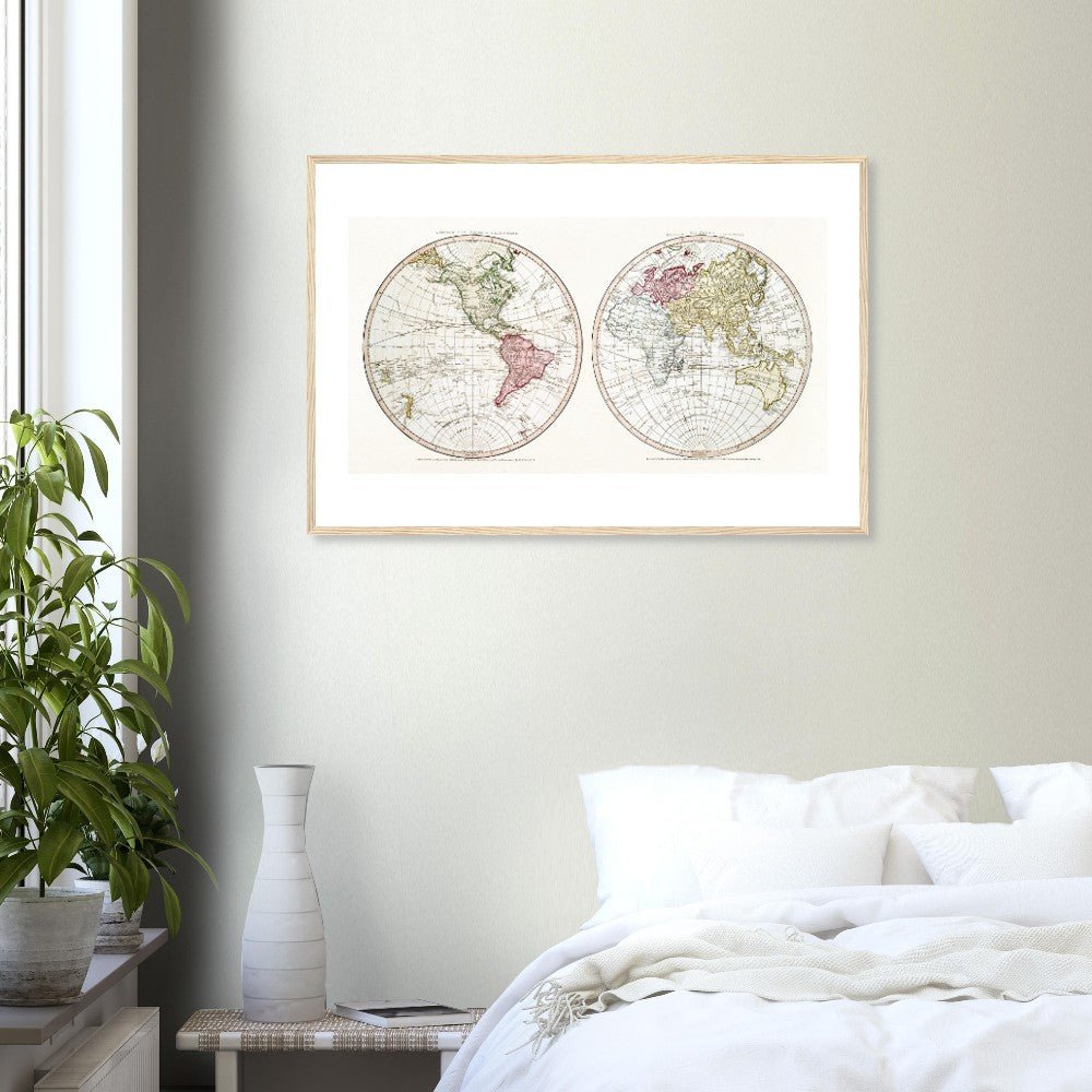 New World, Old World (1790) - Classic Semi - Glossy Paper Wooden Framed Poster - Lyrea