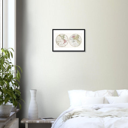 New World, Old World (1790) - Classic Semi - Glossy Paper Wooden Framed Poster - Lyrea