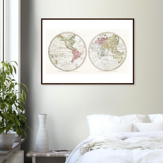 New World, Old World (1790) - Classic Semi - Glossy Paper Wooden Framed Poster - Lyrea