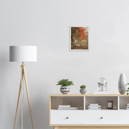 Premium Wood Frame Print | Woods in Autumn - Lyrea