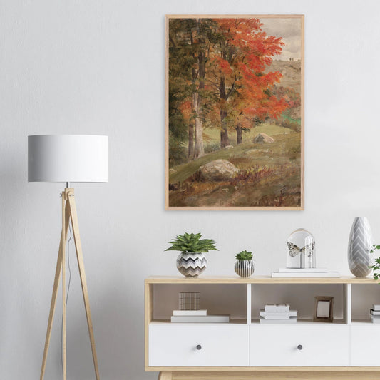 Premium Wood Frame Print | Woods in Autumn - Lyrea