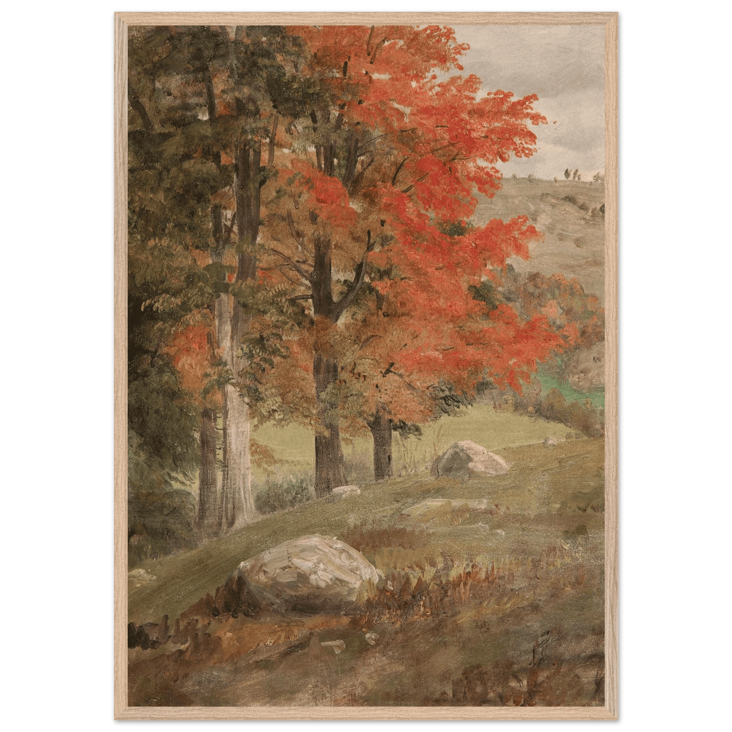 Premium Wood Frame Print | Woods in Autumn - Lyrea