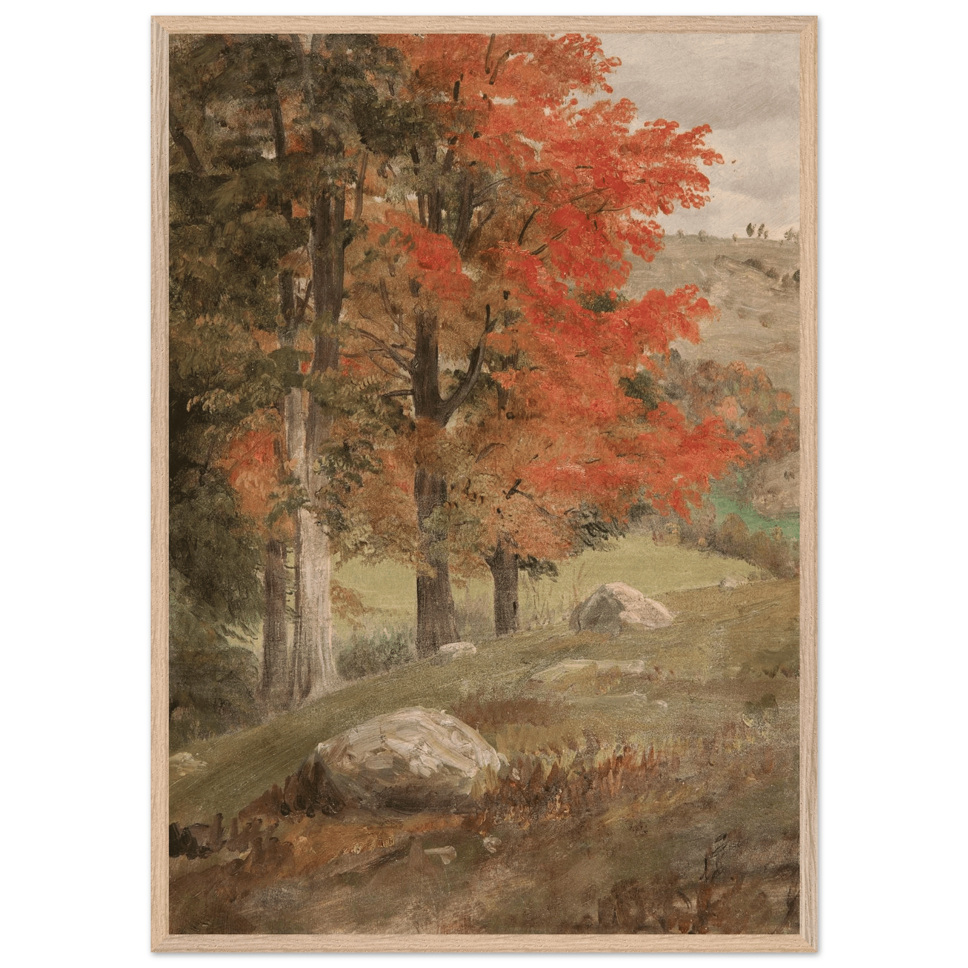 Premium Wood Frame Print | Woods in Autumn - Lyrea