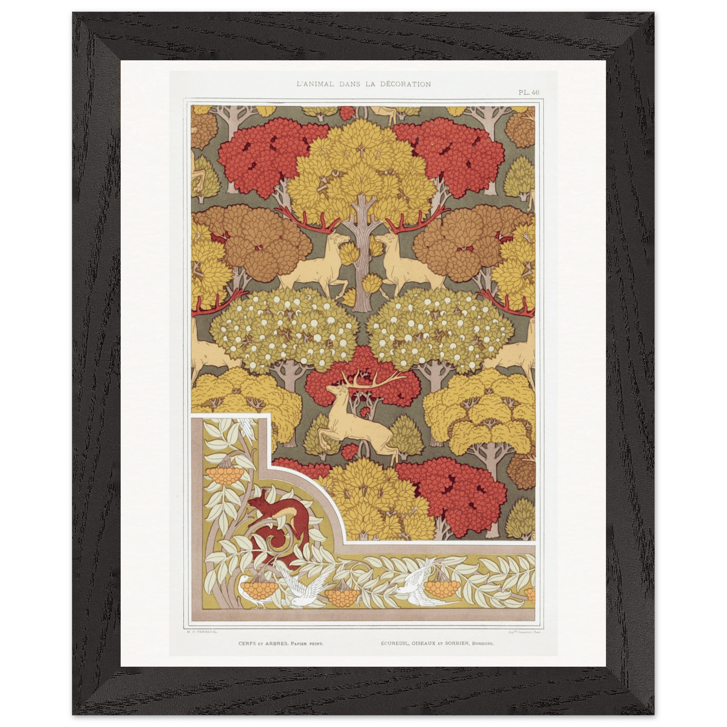 Premium Wooden Framed | Cerfs et arbres - Lyrea