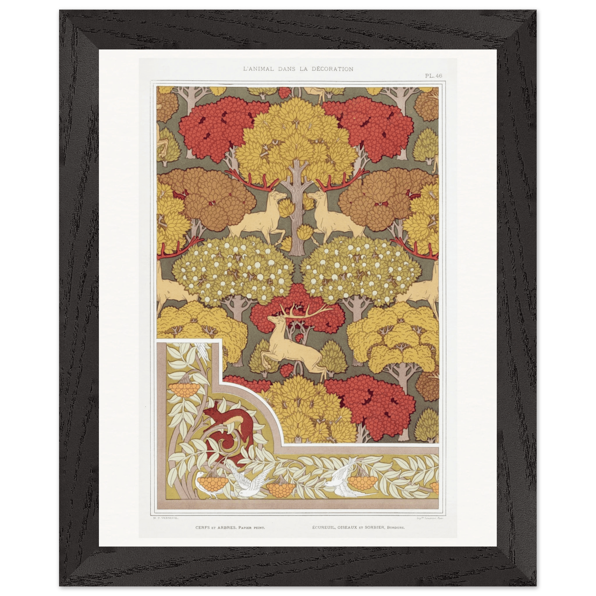 Premium Wooden Framed | Cerfs et arbres - Lyrea