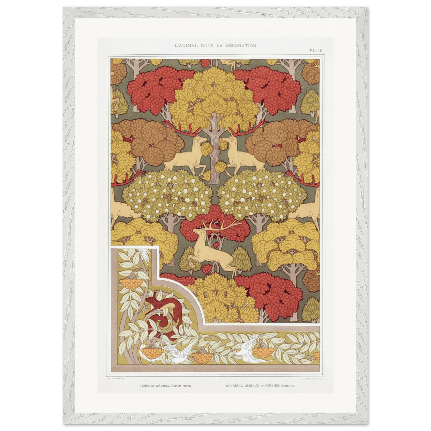 Premium Wooden Framed | Cerfs et arbres - Lyrea