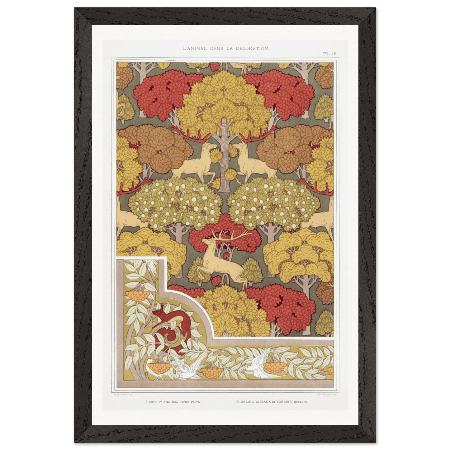 Premium Wooden Framed | Cerfs et arbres - Lyrea