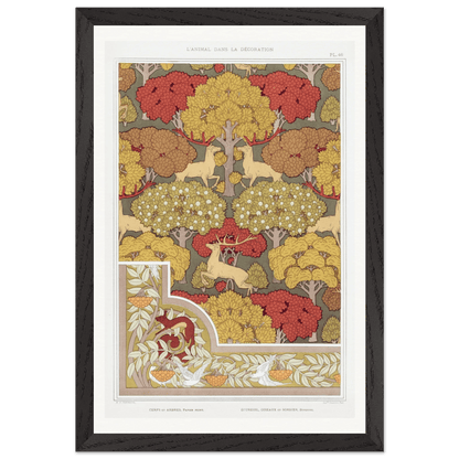 Premium Wooden Framed | Cerfs et arbres - Lyrea