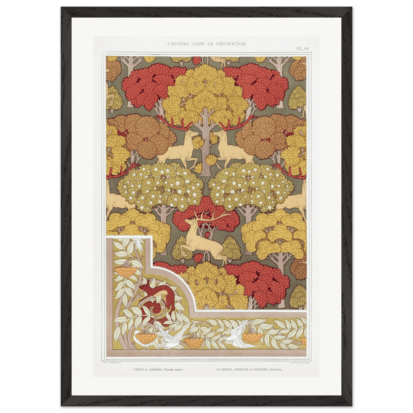 Premium Wooden Framed | Cerfs et arbres - Lyrea