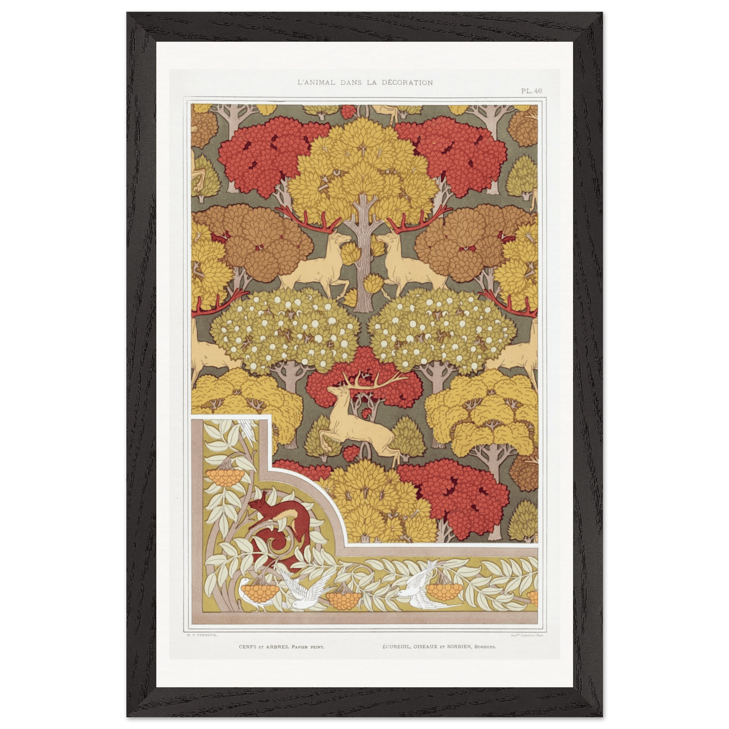 Premium Wooden Framed | Cerfs et arbres - Lyrea