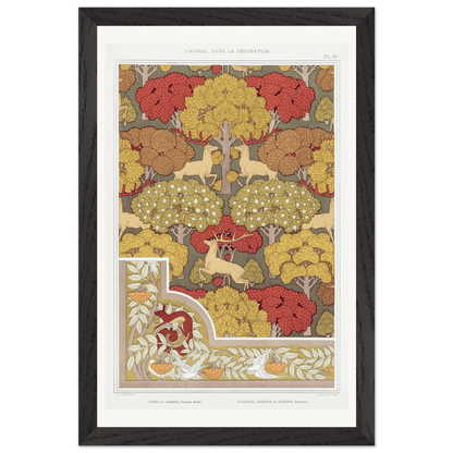 Premium Wooden Framed | Cerfs et arbres - Lyrea