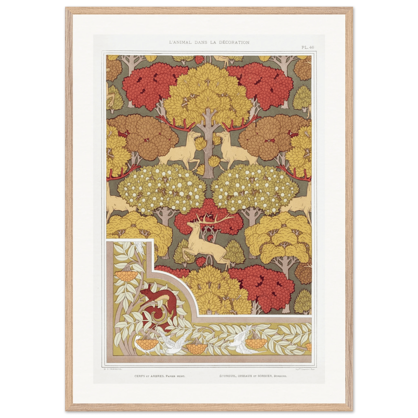 Premium Wooden Framed | Cerfs et arbres - Lyrea