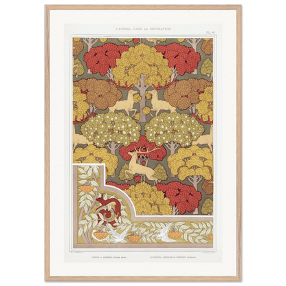 Premium Wooden Framed | Cerfs et arbres - Lyrea