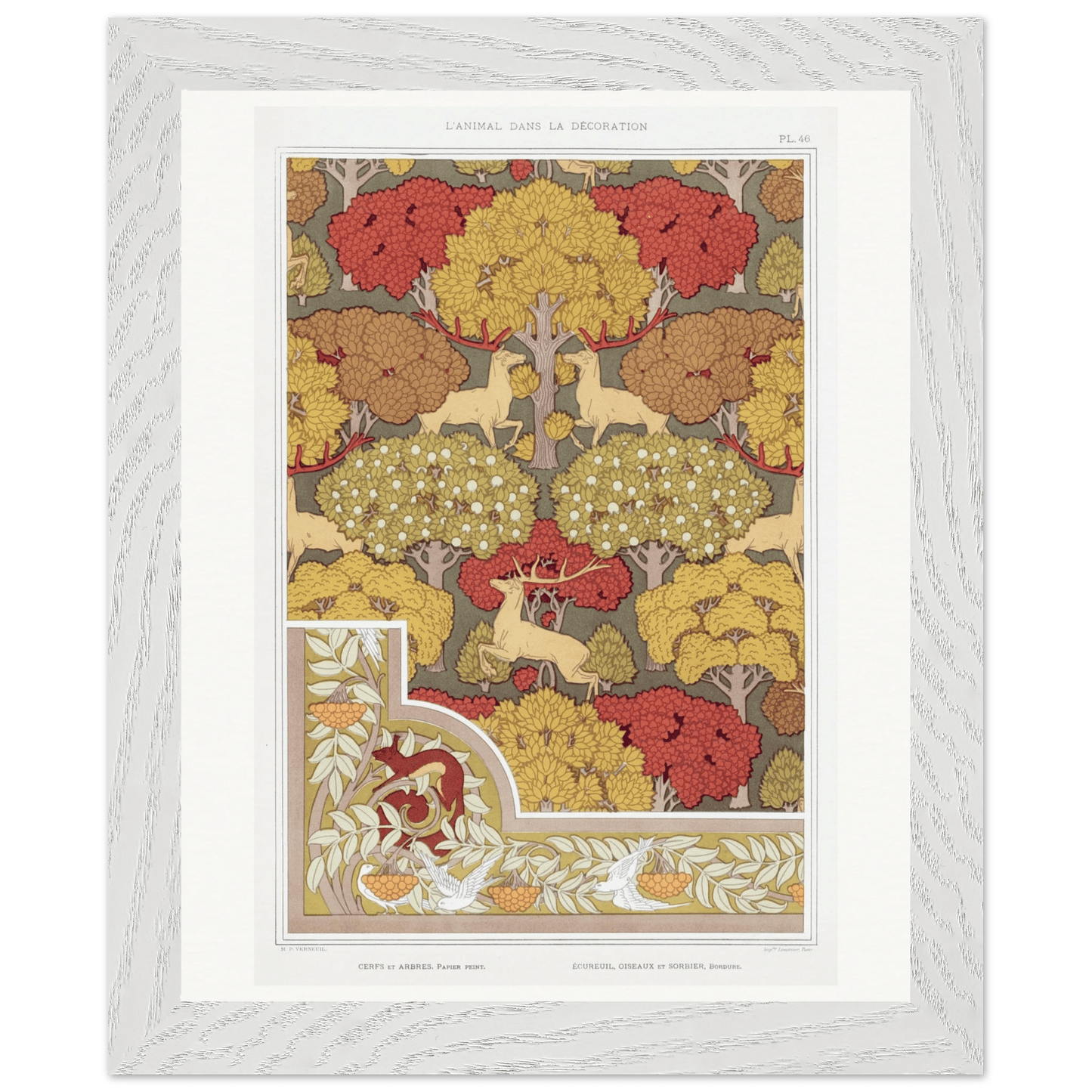 Premium Wooden Framed | Cerfs et arbres - Lyrea