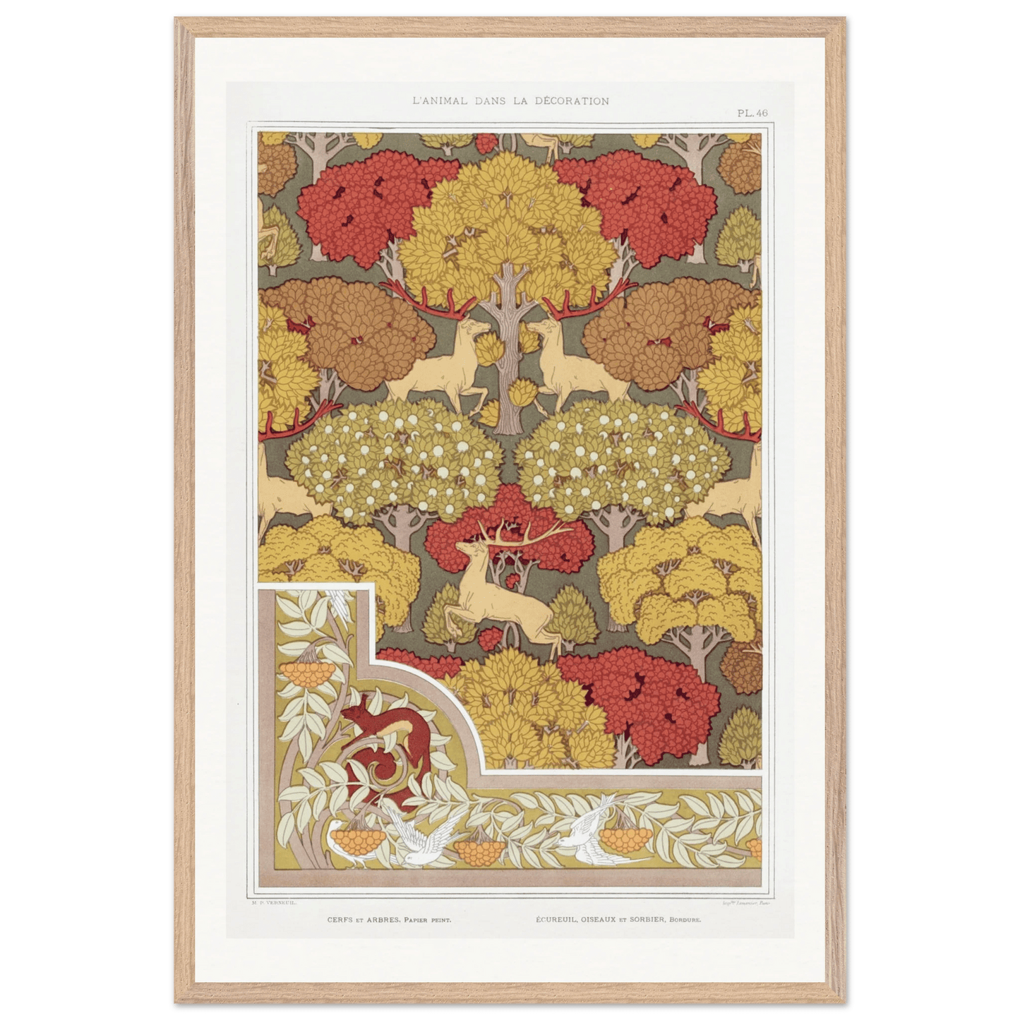 Premium Wooden Framed | Cerfs et arbres - Lyrea