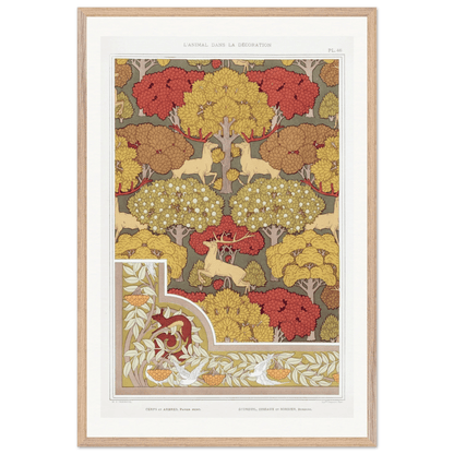 Premium Wooden Framed | Cerfs et arbres - Lyrea