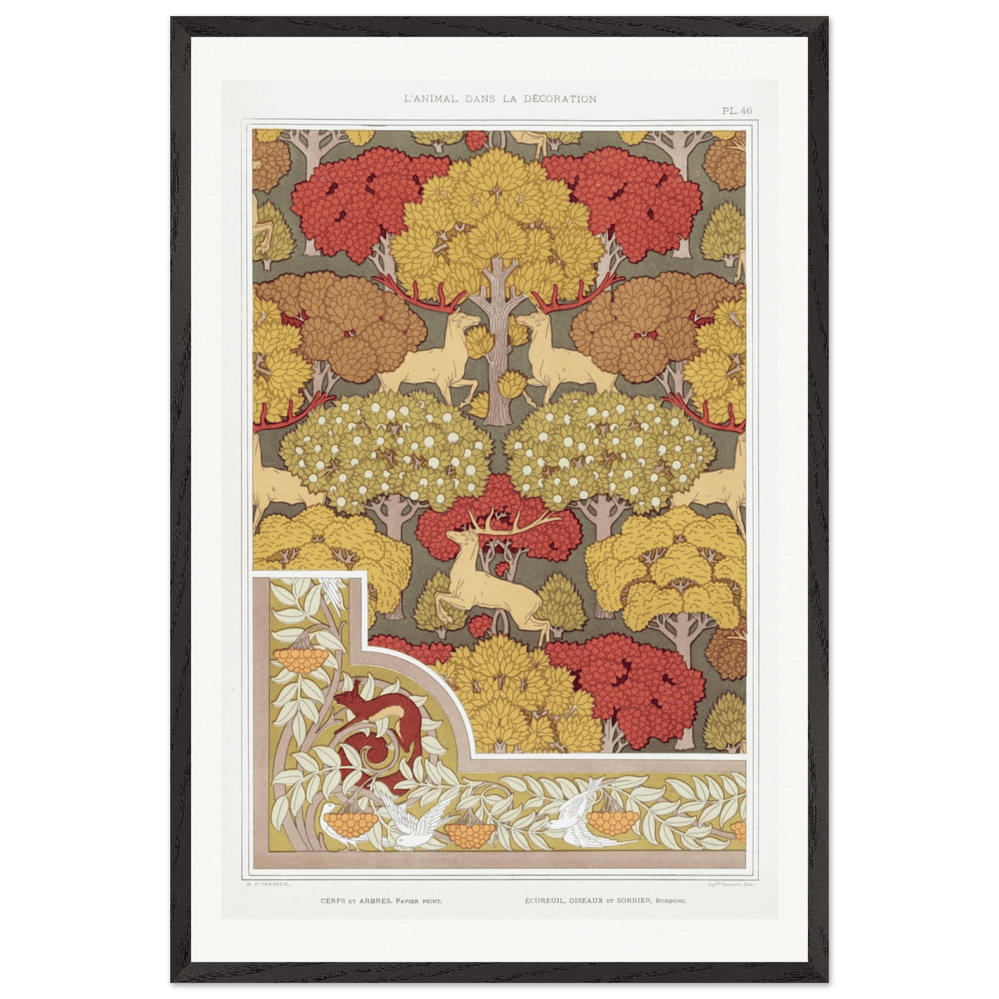Premium Wooden Framed | Cerfs et arbres - Lyrea