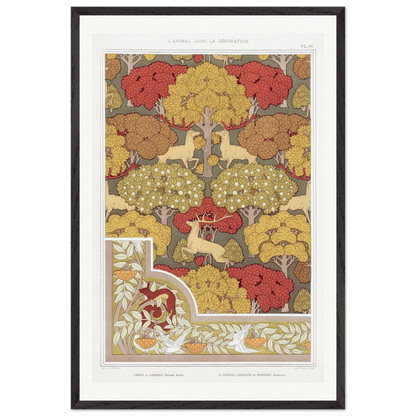 Premium Wooden Framed | Cerfs et arbres - Lyrea