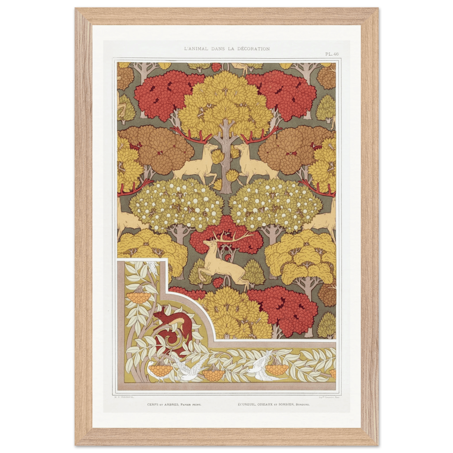 Premium Wooden Framed | Cerfs et arbres - Lyrea