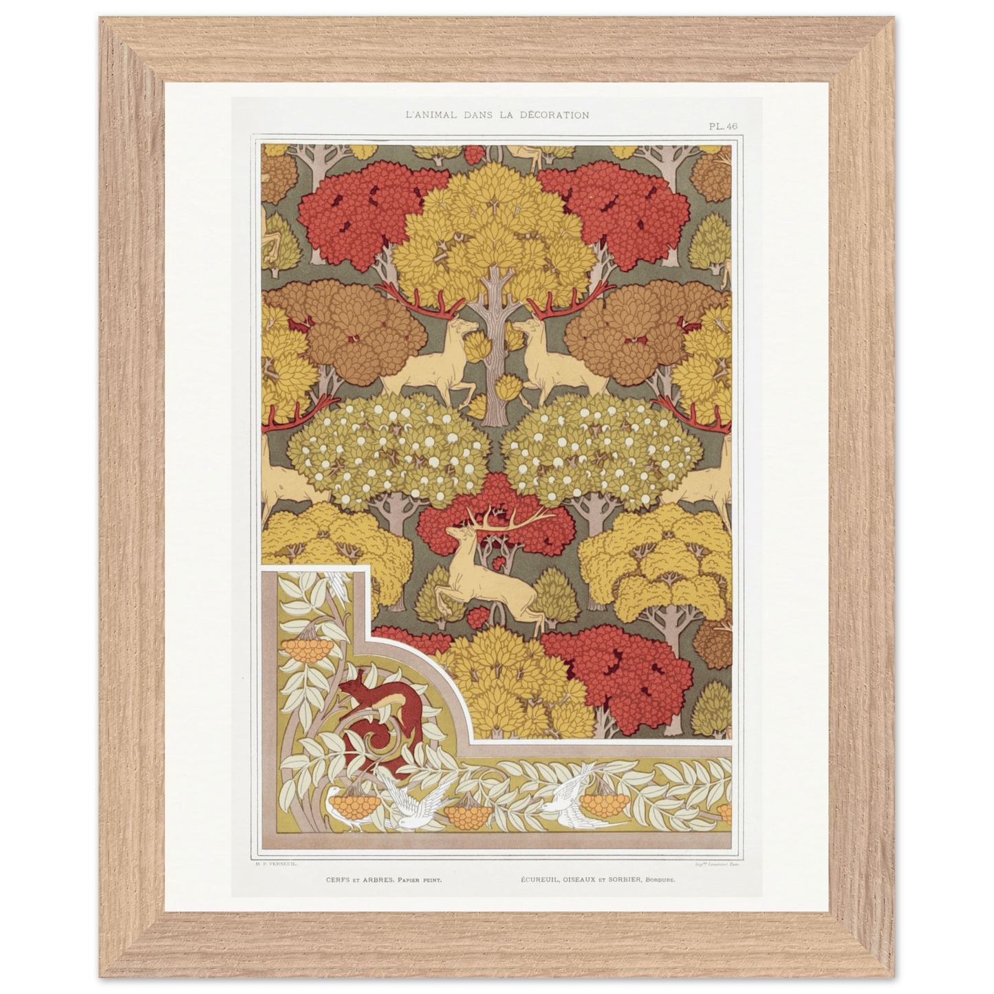 Premium Wooden Framed | Cerfs et arbres - Lyrea