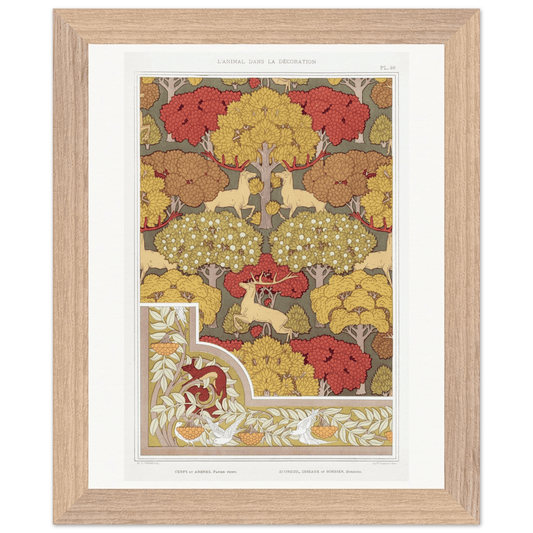 Premium Wooden Framed | Cerfs et arbres - Lyrea