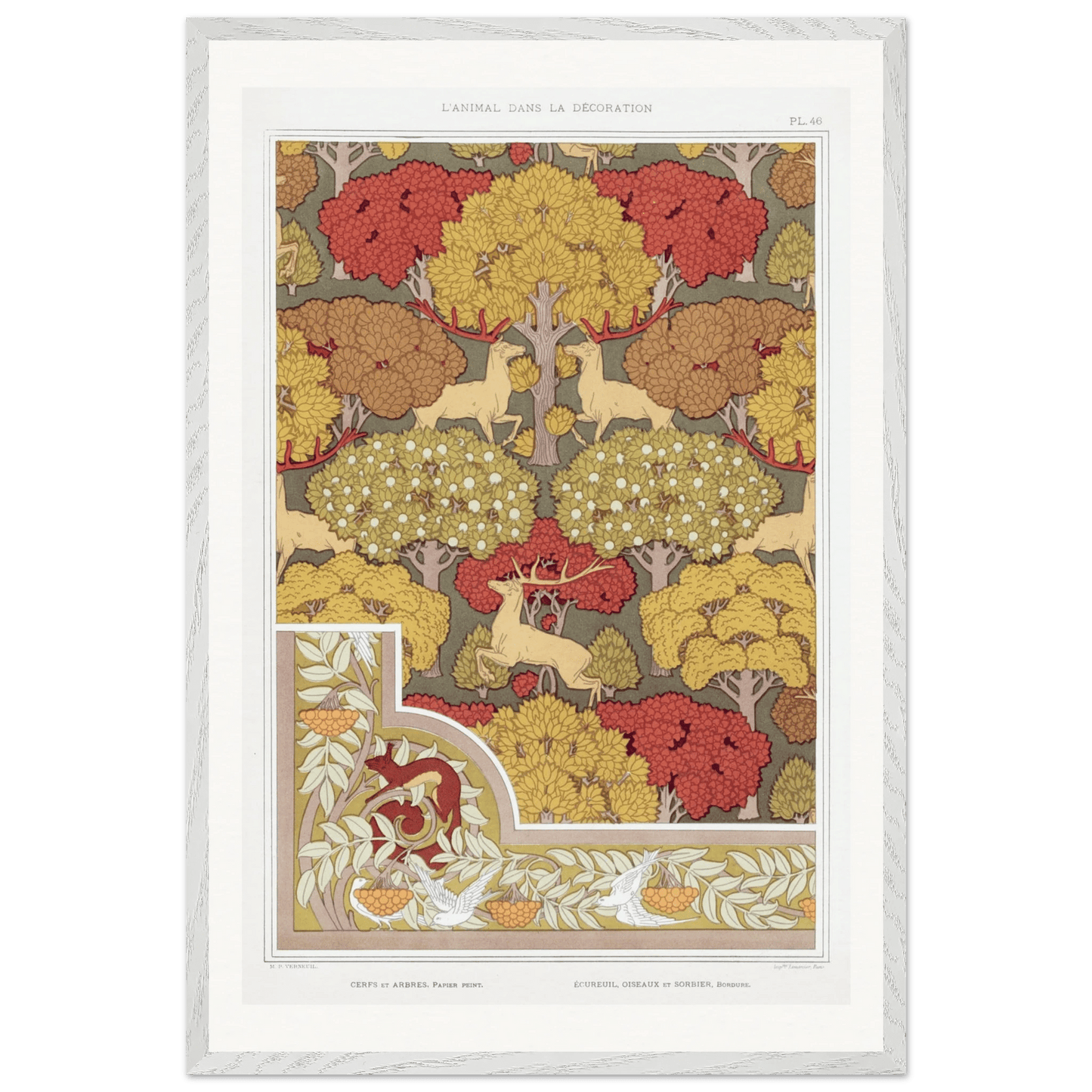 Premium Wooden Framed | Cerfs et arbres - Lyrea