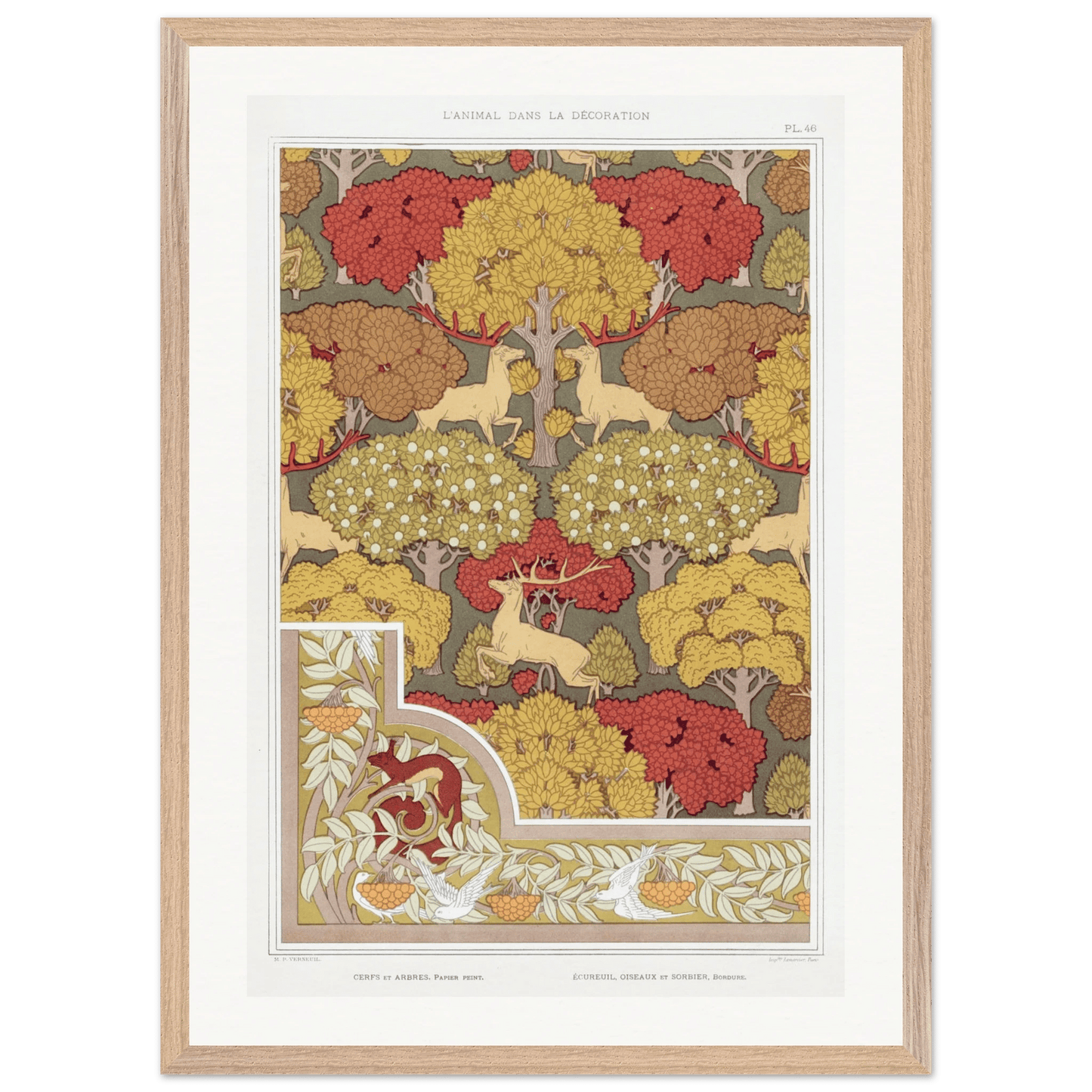 Premium Wooden Framed | Cerfs et arbres - Lyrea