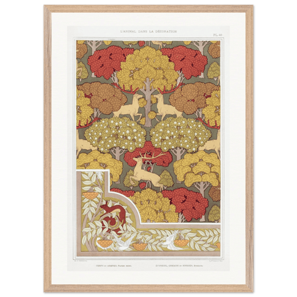 Premium Wooden Framed | Cerfs et arbres - Lyrea