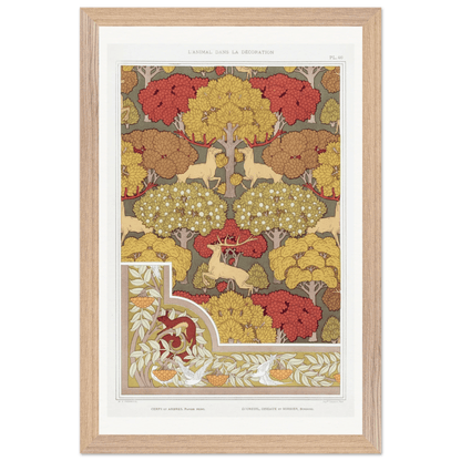 Premium Wooden Framed | Cerfs et arbres - Lyrea