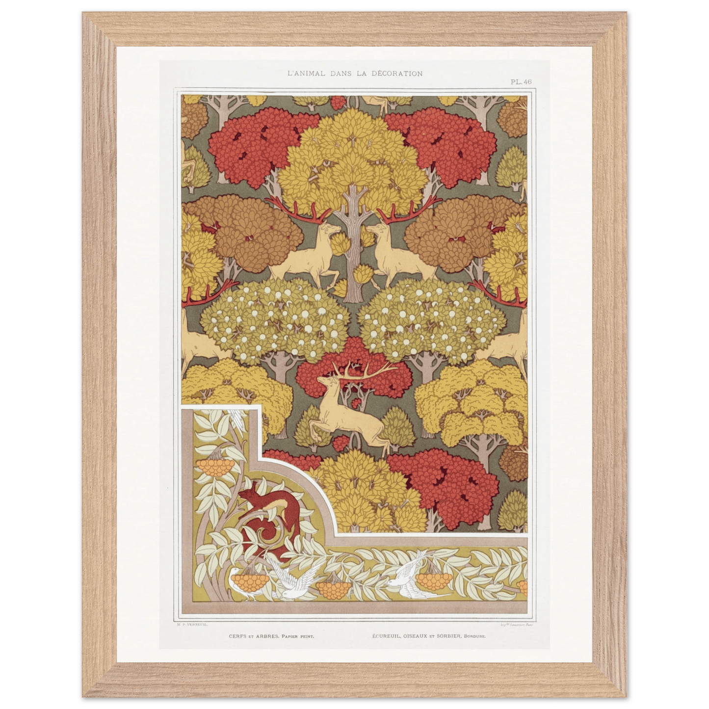 Premium Wooden Framed | Cerfs et arbres - Lyrea