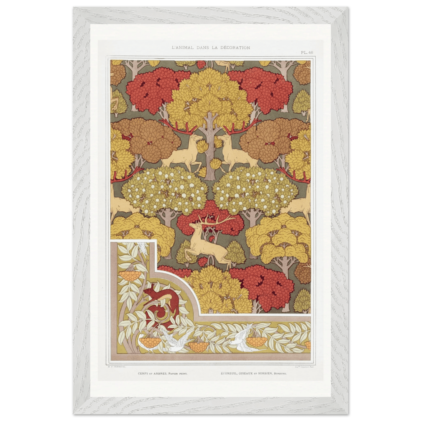 Premium Wooden Framed | Cerfs et arbres - Lyrea