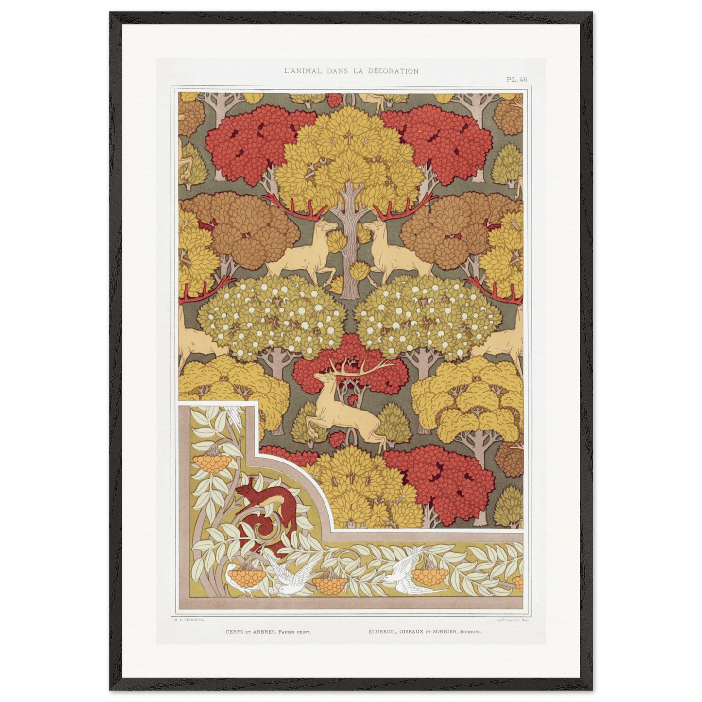 Premium Wooden Framed | Cerfs et arbres - Lyrea