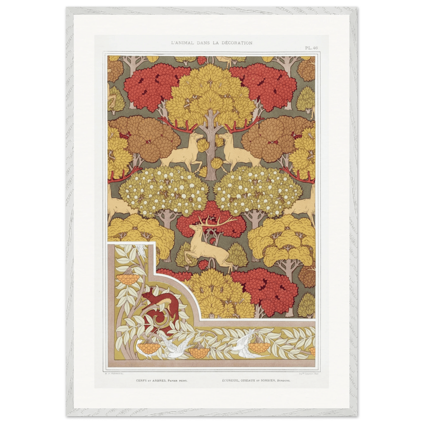 Premium Wooden Framed | Cerfs et arbres - Lyrea