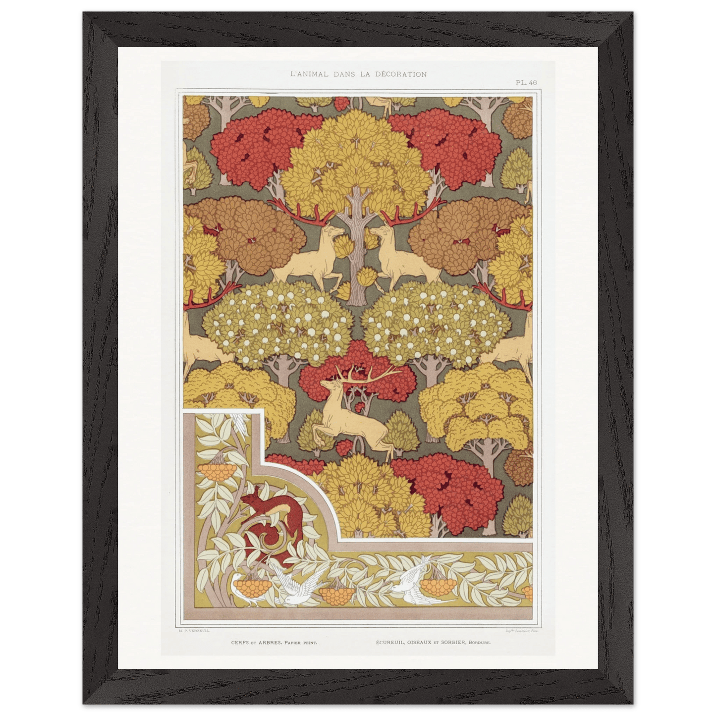 Premium Wooden Framed | Cerfs et arbres - Lyrea