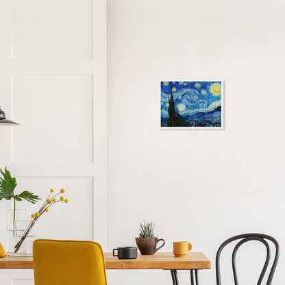 Van Gogh's "The Starry Night" Semi - Glossy Paper Wooden Framed Poster - Lyrea
