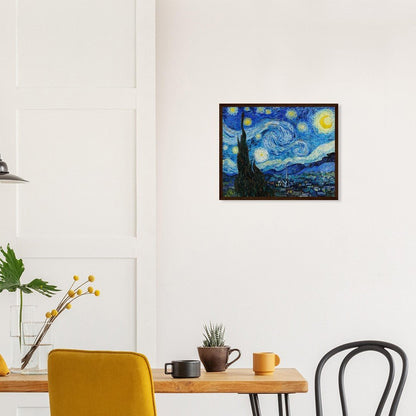 Van Gogh's "The Starry Night" Semi - Glossy Paper Wooden Framed Poster - Lyrea