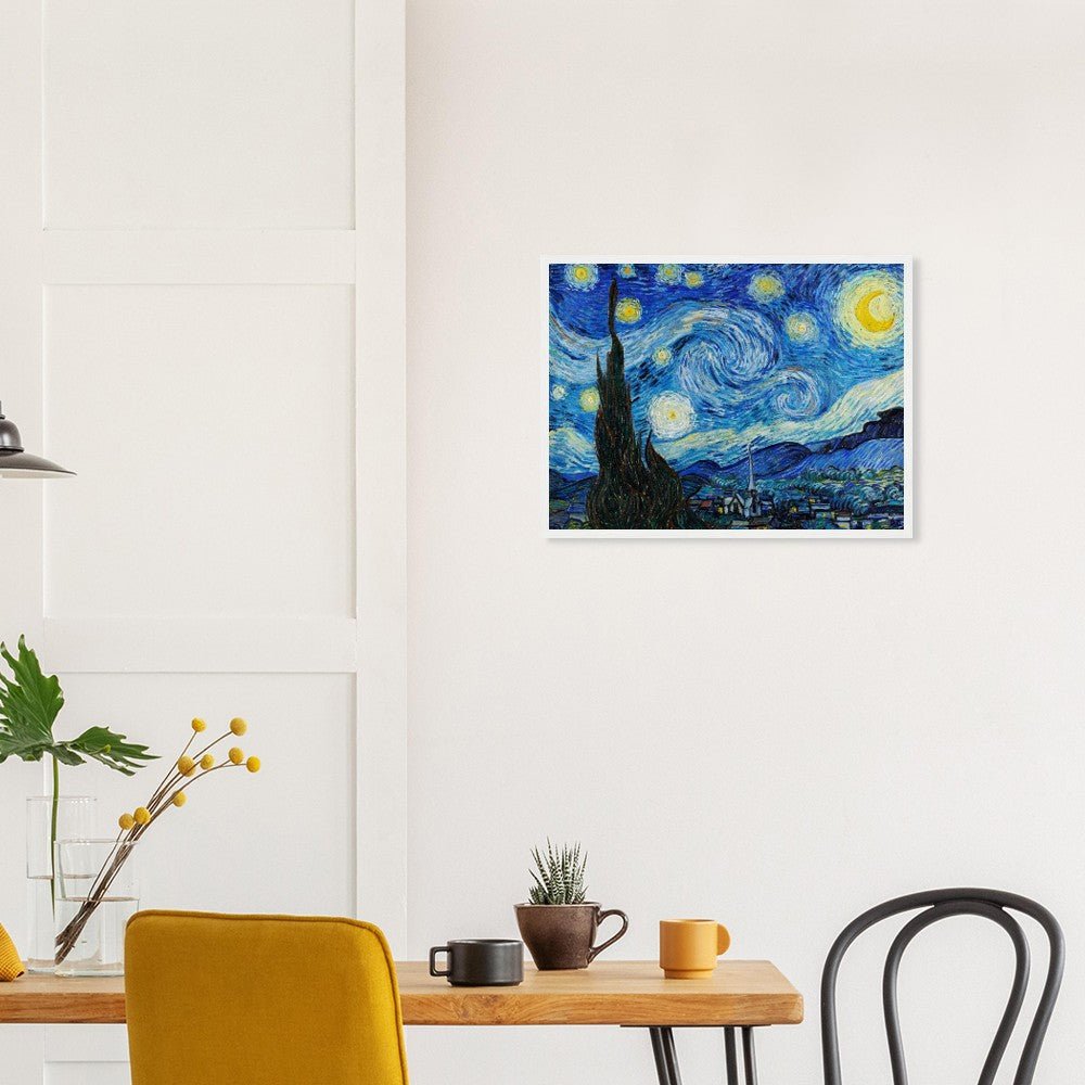 Van Gogh's "The Starry Night" Semi - Glossy Paper Wooden Framed Poster - Lyrea