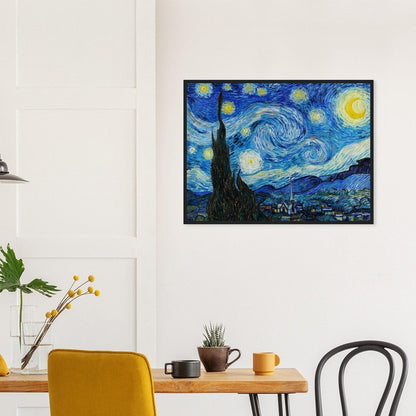 Van Gogh's "The Starry Night" Semi - Glossy Paper Wooden Framed Poster - Lyrea